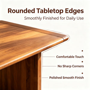 English Elm Solid Wood Rectangular Dining Table Seats Six with Wide Panel Legs for Modern Farmhouse W5599P551990