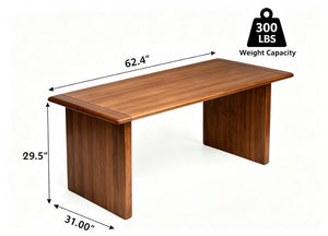 English Elm Solid Wood Rectangular Dining Table Seats Six with Wide Panel Legs for Modern Farmhouse W5599P551990