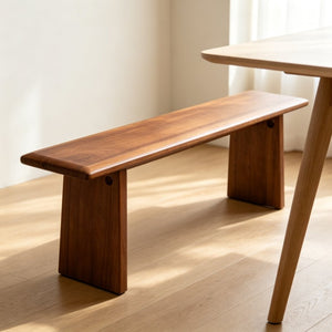 English Elm Solid Wood Farmhouse Bench Handcrafted Slab Leg Natural Grain Entryway Dining Seat W5599P552011