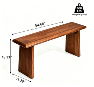 English Elm Solid Wood Farmhouse Bench Handcrafted Slab Leg Natural Grain Entryway Dining Seat W5599P552011