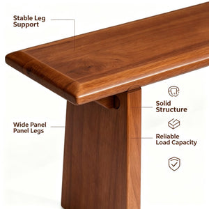 English Elm Solid Wood Farmhouse Bench Handcrafted Slab Leg Natural Grain Entryway Dining Seat W5599P552011