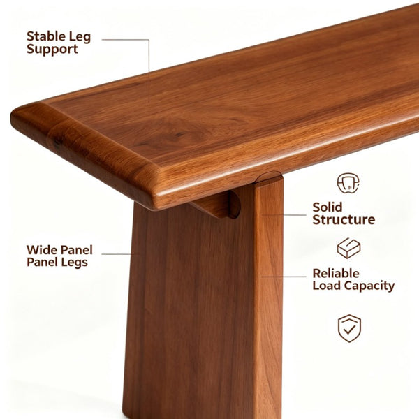 English Elm Solid Wood Farmhouse Bench Handcrafted Slab Leg Natural Grain Entryway Dining Seat W5599P552011