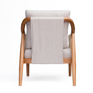English Elm Accent Armchair Woven Paper Rope Back Solid Hardwood Frame Linen Cushion Mid-Century W5599P574869