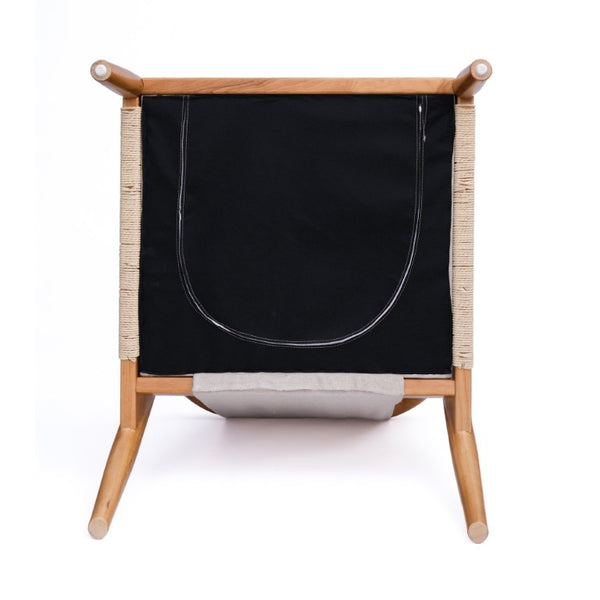 English Elm Accent Armchair Woven Paper Rope Back Solid Hardwood Frame Linen Cushion Mid-Century W5599P574869