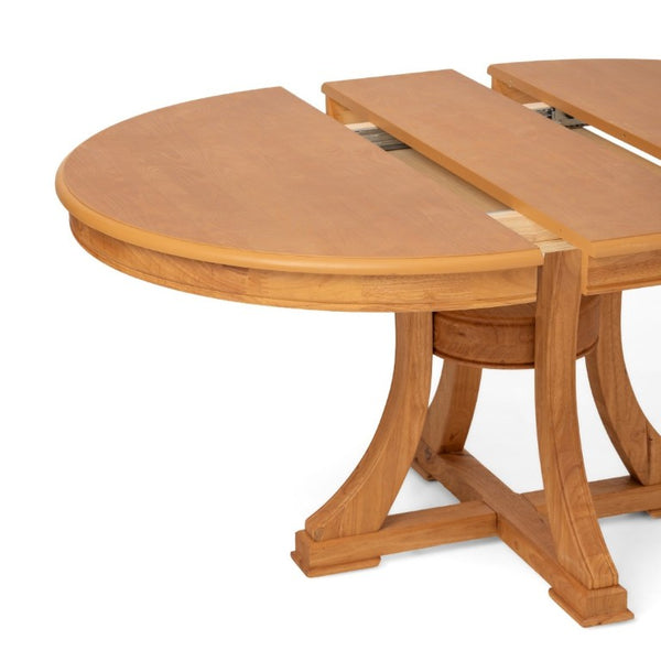 English Elm Extendable Solid Rubberwood Round Oval Dining Table Pedestal Base Space Saving W5599S00002