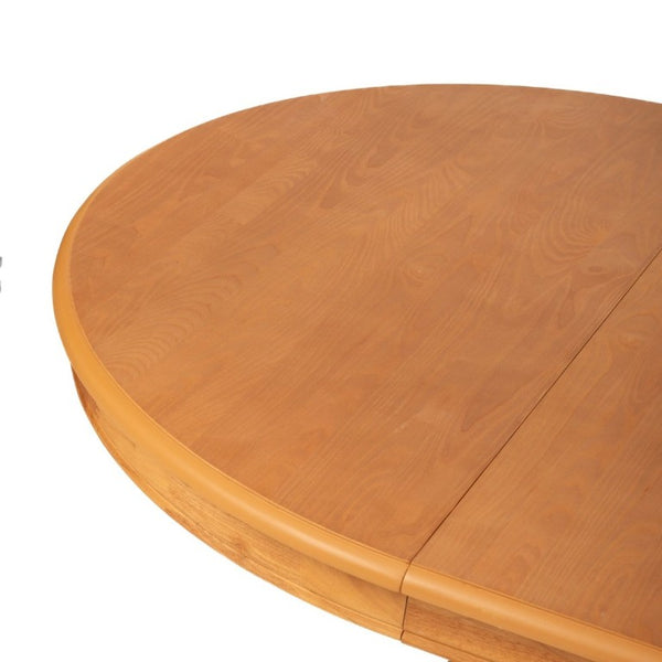 English Elm Extendable Solid Rubberwood Round Oval Dining Table Pedestal Base Space Saving W5599S00002