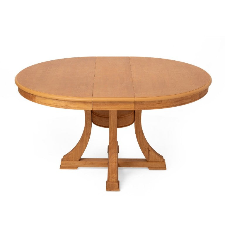English Elm 7-Piece Mid-Century Round Extendable Dining Set with Solid Wood Frame and Upholstered Chairs W5599S00006