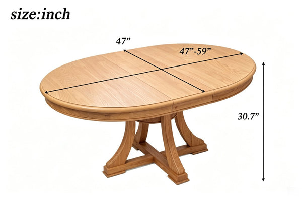 English Elm 5-Piece Solid Wood Round Extendable Dining Set with Rattan Back Upholstered Chairs W5599S00010