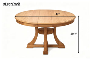 English Elm 5-Piece Solid Wood Round Extendable Dining Set with Rattan Back Upholstered Chairs W5599S00010
