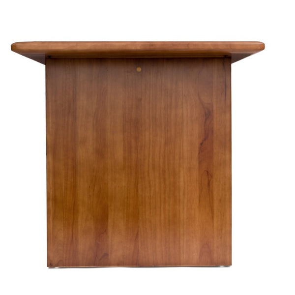 English Elm 7‑Piece Walnut Solid Wood Dining Set with Six PU Leather Upholstered Mid-Century Chairs W5599S00014