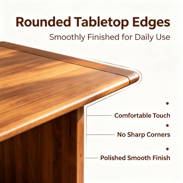 English Elm 7‑Piece Walnut Solid Wood Dining Set with Six PU Leather Upholstered Mid-Century Chairs W5599S00014