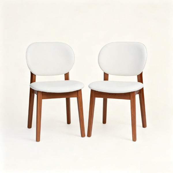 English Elm 7‑Piece Walnut Solid Wood Dining Set with Six PU Leather Upholstered Mid-Century Chairs W5599S00014