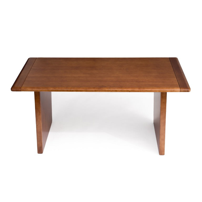 English Elm Solid Wood Farmhouse Dining Table and Bench Set with Walnut Grain Finish Seats Six W5599S00015