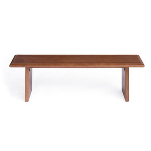 English Elm Solid Wood Farmhouse Dining Table and Bench Set with Walnut Grain Finish Seats Six W5599S00015
