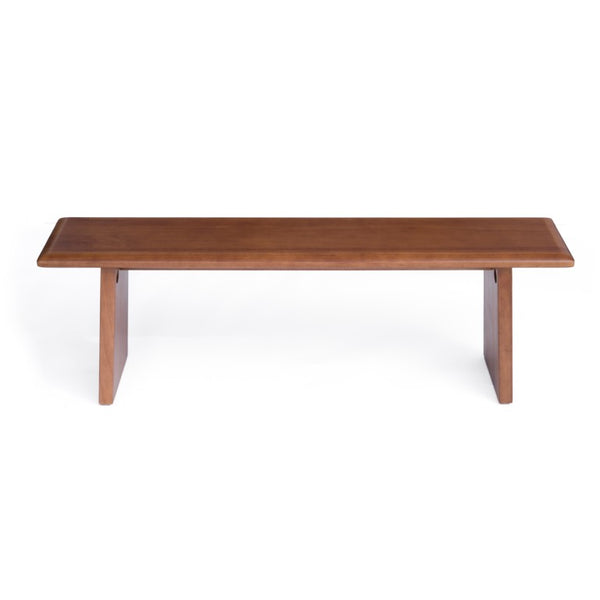English Elm Solid Wood Farmhouse Dining Table and Bench Set with Walnut Grain Finish Seats Six W5599S00015