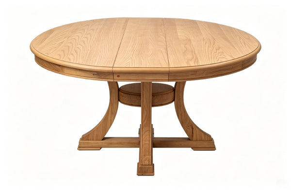 English Elm Natural Oak Extendable Round Dining Set with Rope Woven Chairs for Six W5599S00019
