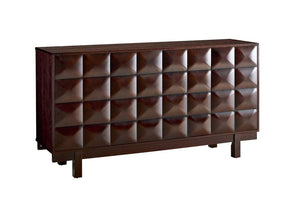 English Elm 60 Inch Ash Veneer Sideboard with Sculptural 3D Door Fronts and Push Open Storage Dark Walnut W5608P506529