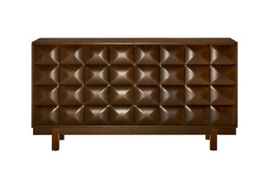 English Elm 60 Inch Ash Veneer Sideboard with Sculptural 3D Door Fronts and Push Open Storage Walnut W5608P506597