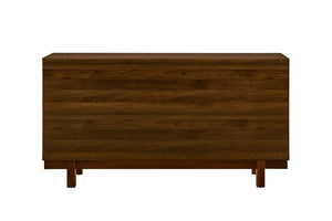 English Elm 60 Inch Ash Veneer Sideboard with Sculptural 3D Door Fronts and Push Open Storage Walnut W5608P506597