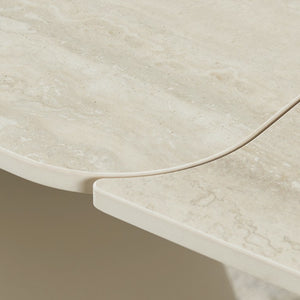 English Elm 1+6 Sintered Stone Extendable Dining Table Ivory Marble Look Seats 6 to 10 Steel Base W5630S00010