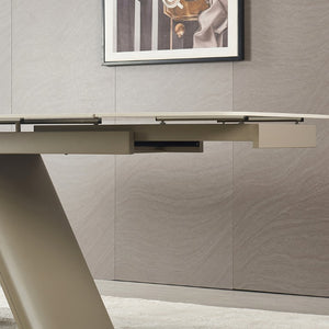 English Elm 1+6 Sintered Stone Extendable Dining Table Ivory Marble Look Seats 6 to 10 Steel Base W5630S00010