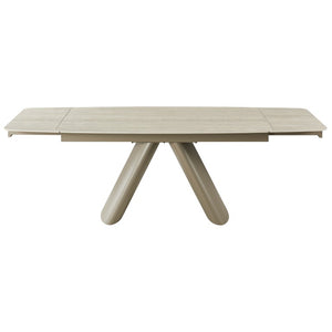 English Elm 1+6 Sintered Stone Extendable Dining Table Ivory Marble Look Seats 6 to 10 Steel Base W5630S00010