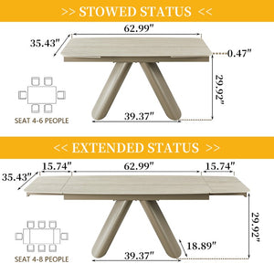 English Elm 1+6 Sintered Stone Extendable Dining Table Ivory Marble Look Seats 6 to 10 Steel Base W5630S00010