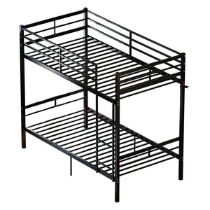 English Elm Bunk Bed Twin Over Steel Frame Convertible Split Design with Safety Guardrail W5635P491916