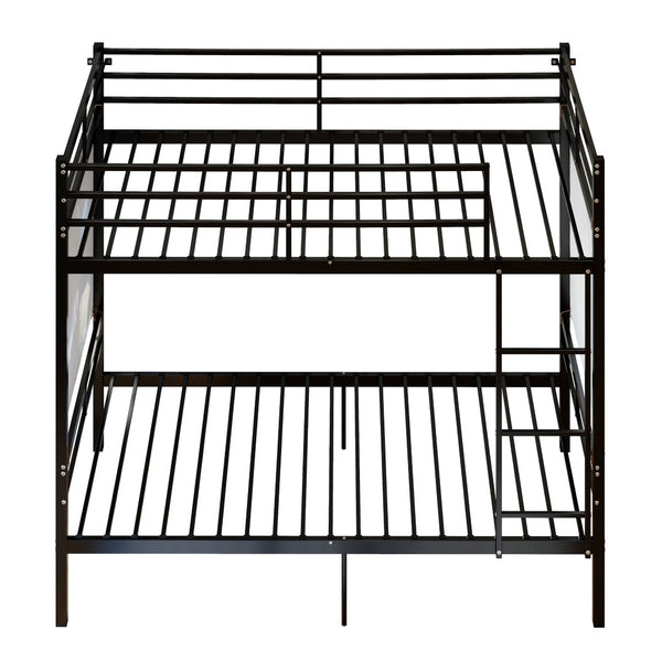 English Elm Bunk Bed Twin Over Iron Frame Convertible Kids Guest Room Matte Black W5635P492099