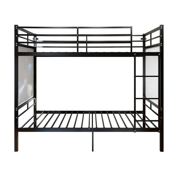 English Elm Bunk Bed Twin Over Iron Frame Convertible Kids Guest Room Matte Black W5635P492099