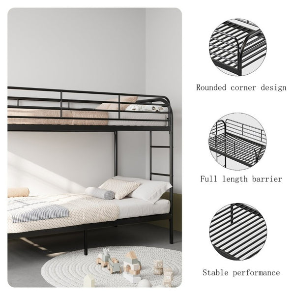 English Elm Bunk Bed Twin Over Iron Frame with Lattice Guardrail and Ladder for Kids Rooms W5635P497587