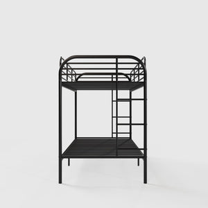 English Elm Bunk Bed Twin Over Iron Frame with Guardrail Ladder and Matte Black Finish W5635P497587