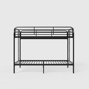 English Elm Bunk Bed Twin Over Iron Frame with Lattice Guardrail and Ladder for Kids Rooms W5635P497587