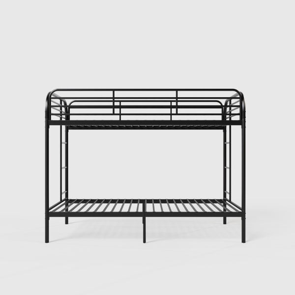 English Elm Bunk Bed Twin Over Iron Frame with Lattice Guardrail and Ladder for Kids Rooms W5635P497587