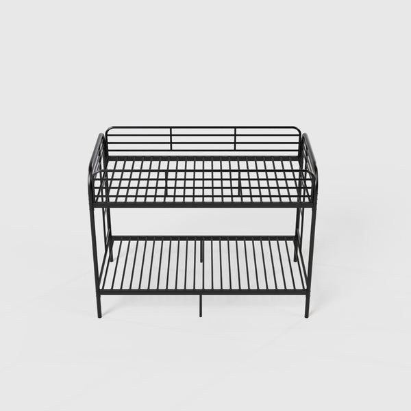 English Elm Bunk Bed Twin Over Iron Frame with Guardrail Ladder and Matte Black Finish W5635P497587