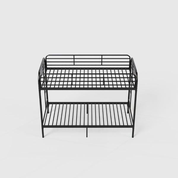 English Elm Bunk Bed Twin Over Iron Frame with Lattice Guardrail and Ladder for Kids Rooms W5635P497587