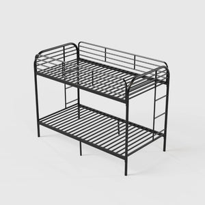 English Elm Bunk Bed Twin Over Iron Frame with Lattice Guardrail and Ladder for Kids Rooms W5635P497587
