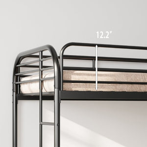 English Elm Bunk Bed Twin Over Iron Frame with Lattice Guardrail and Ladder for Kids Rooms W5635P497587