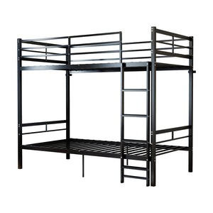 English Elm Bunk Bed Twin Over Matte Black Iron Frame with Guardrail and Storage Space W5635P497774