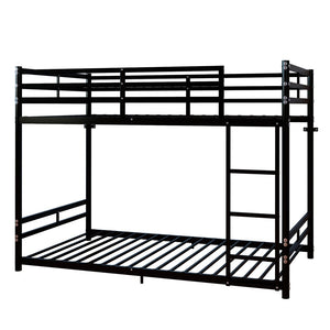 English Elm Bunk Bed Twin Over Iron Frame with Full Guardrail and Ladder for Kids Rooms W5635P497787