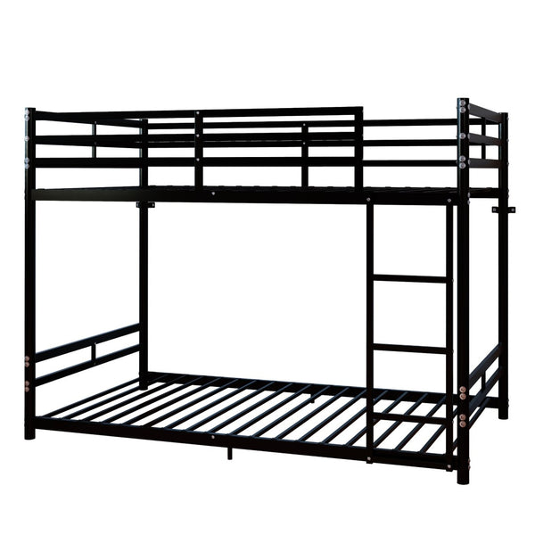 English Elm Bunk Bed Twin Over Iron Frame with Full Guardrail and Ladder for Kids Rooms W5635P497787