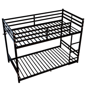 English Elm Bunk Bed Twin Over Iron Frame with Full Guardrail and Ladder for Kids Rooms W5635P497787