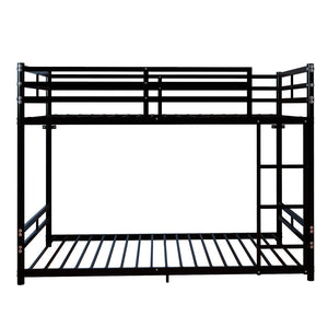 English Elm Bunk Bed Twin Over Iron Frame with Full Guardrail and Ladder for Kids Rooms W5635P497787