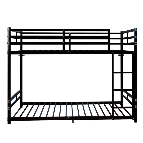 English Elm Bunk Bed Twin Over Iron Frame with Full Guardrail and Ladder for Kids Rooms W5635P497787