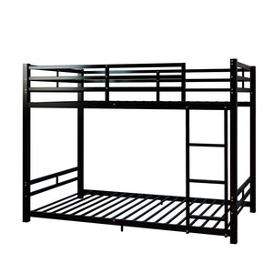 English Elm Bunk Bed Twin Over Iron Frame with Guardrail Ladder and Underbed Storage Space W5635P497814