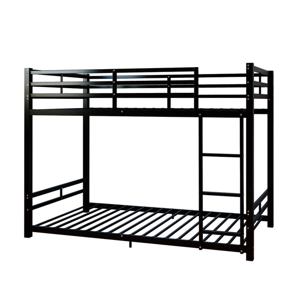 English Elm Bunk Bed Twin Over Iron Frame with Guardrail Ladder and Underbed Storage Space W5635P497814