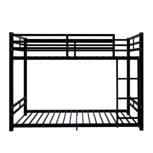 English Elm Bunk Bed Twin Over Iron Frame with Guardrail Ladder and Underbed Storage Space W5635P497814