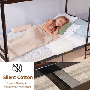 English Elm Bunk Bed Twin Over Iron Frame with Guardrail Matte Black Finish Kids Room W5635P499793