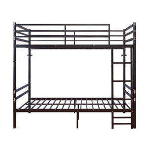 English Elm Bunk Bed Twin Over Iron Frame with Guardrail Matte Black Finish Kids Room W5635P499793