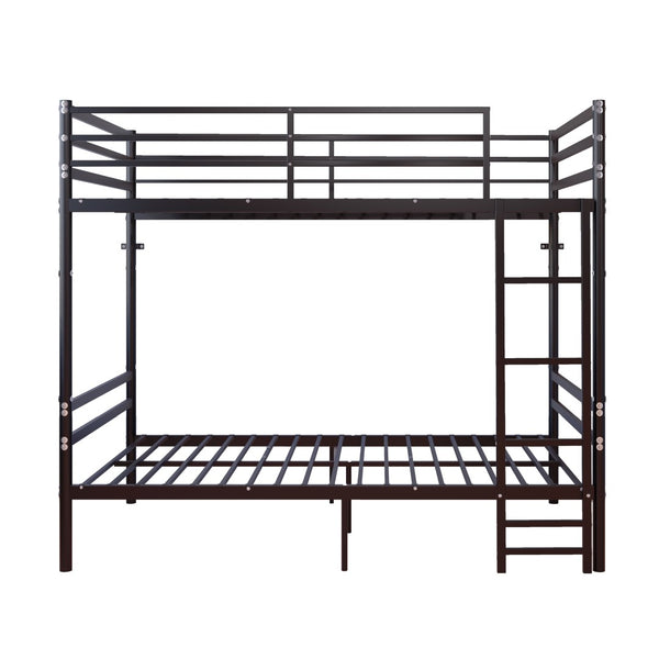 English Elm Bunk Bed Twin Over Iron Frame with Guardrail Matte Black Finish Kids Room W5635P499793